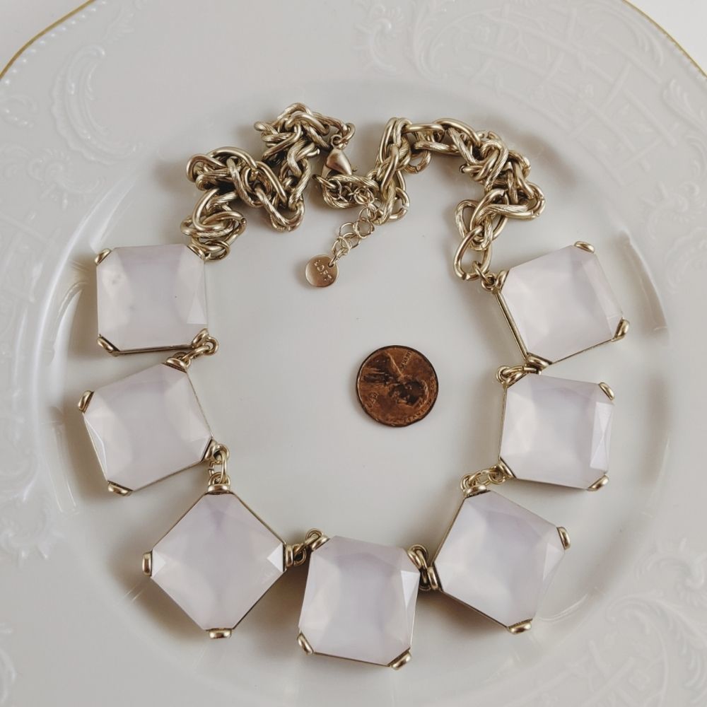 Loft Clear Square Gold Tone Statement Necklace - image 6
